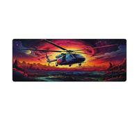 Alfombrilla de ratón con bordes cosidos Foto de helicóptero en el campo espacial con estilo 30x80cm Alfombrilla de escritorio para teclado PC Oficina Hoja de cálculo Borde cosido antideslizante