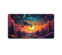 Alfombrilla de ratón con bordes cosidos foto de un avión en un campo espacial extragrande 40x75cm para teclado escritorio PC oficina hoja de cálculo antideslizante borde cosido