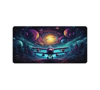 Alfombrilla de ratón con bordes cosidos Foto de un planeador en el campo espacial extragrande de 30x60cm Alfombrilla de escritorio para teclado PC oficina hoja de cálculo antideslizante borde cosido