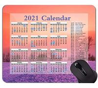 Alfombrilla de ratón con Calendario 2021, Alfombrillas de ratón para Juegos rectangulares Personalizadas con Colores de la Puesta del Sol del Amanecer