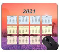 Alfombrilla de ratón con Calendario 2021 de diseño Especial, Alfombrilla de ratón cómoda con Colores de Amanecer y Atardecer para Juegos y Oficina