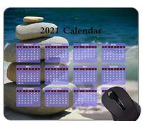Alfombrilla de ratón con Calendario Yanteng 2021, Zen Stones Alfombrilla de ratón con Base de Goma Antideslizante Zen
