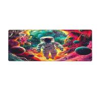 Alfombrilla de ratón con diseño de astronautas en el cielo en la Vía Láctea en gran base de goma antideslizante extendida con bordes cosidos, alfombrilla de mouse grande para computadora de juegos