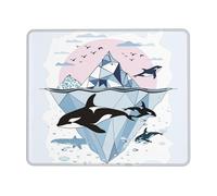 Alfombrilla de ratón con diseño de ballena de acuarela Iceberg Sea Gaming con bordes cosidos, base de goma antideslizante para PC y portátil, 30 x 25 cm