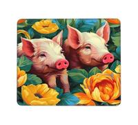 Alfombrilla de ratón con diseño de cerdo de acuarela con bordes cosidos, base de goma antideslizante para PC y portátil, 26 x 21 cm