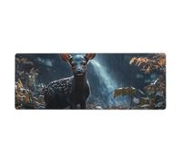 Alfombrilla de ratón con diseño de ciervo con texto en inglés It'S A Rainy Day For Little Deer en gran base de goma antideslizante con bordes cosidos, alfombrilla de mouse grande para computadora de