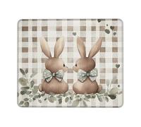Alfombrilla de ratón con diseño de conejo de Pascua de acuarela con bordes cosidos, base de goma antideslizante para PC y portátil, 30 x 25 cm