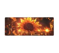 Alfombrilla de ratón con diseño de crisantemo dorado en base de goma antideslizante con bordes cosidos, alfombrilla de mouse grande para computadora de juegos, 11.8 x 31.5 pulgadas