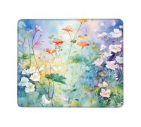 Alfombrilla de ratón con diseño de flores de acuarela colorida con bordes cosidos, base de goma antideslizante para PC y portátil, 30 x 25 cm