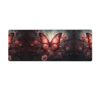 Alfombrilla de ratón con diseño de flores y mariposas de fantasía (12 x 31.5 pulgadas), adecuada para computadora, consola, oficina, juegos, estudio, alfombrilla de escritorio extra grande para