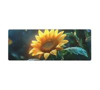 Alfombrilla de ratón con diseño de girasoles bajo el sol en gran base de goma antideslizante con bordes cosidos, alfombrilla de mouse grande para computadora de juegos, 11.8 x 31.5 pulgadas