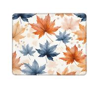 Alfombrilla de ratón con diseño de hojas de arce en acuarela, colorido otoño con bordes cosidos, base de goma antideslizante para PC y portátil, 30 x 25 cm