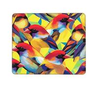 Alfombrilla de ratón con diseño de loro de acuarela y pájaros tropicales con bordes cosidos, base de goma antideslizante para PC y portátil, 30 x 25 cm
