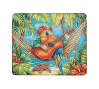 Alfombrilla de ratón con diseño de loro tropical, colorida escena de playa con tortuga, accesorio de escritorio de verano, tapete antideslizante para juegos para el hogar y la oficina, cuadrado de 8 x