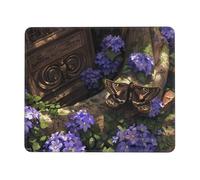 Alfombrilla de ratón con diseño de mariposa en flor con borde cosido, almohadilla de escritorio pequeña para mouse inalámbrico, oficina, juegos, trabajo, 7.9 x 9.5 pulgadas