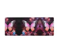 Alfombrilla de ratón con diseño de mariposas y flores (12 x 31.5 pulgadas), adecuada para computadora, consola, oficina, juegos, estudio, alfombrilla de escritorio extragrande para teclado y mouse