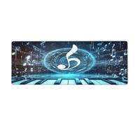 Alfombrilla de ratón con diseño de melodía de música digital en base de goma antideslizante grande con bordes cosidos, alfombrilla de mouse grande de 11.8 x 31.5 pulgadas