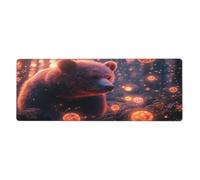 Alfombrilla de ratón con diseño de oso de flama, extendida, con base de goma antideslizante con bordes cosidos, para videojuegos, computadora de escritorio, alfombrilla de mouse grande de 11.8 x 31.5