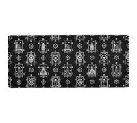 Alfombrilla de ratón con diseño de tarot astrológico negro gótico para el trabajo, alfombrilla de ratón suave para laptop de 80 x 30 cm