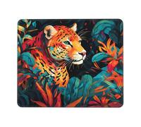Alfombrilla de ratón con diseño de tigre animal, acuarela, con bordes cosidos, base de goma antideslizante, para PC y portátil, 22 x 18 cm