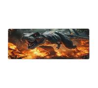 Alfombrilla de ratón con diseño de volcán con texto en inglés "Ancient Happy Birthday" en gran base de goma antideslizante con bordes cosidos, alfombrilla de mouse grande de 11.8 x 31.5 pulgadas