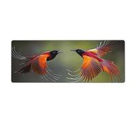 Alfombrilla de ratón con dos pájaros mirándose entre sí en una gran base de goma antideslizante con bordes cosidos, alfombrilla de mouse grande para computadora de juegos, 11.8 x 31.5 pulgadas