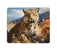 Alfombrilla de ratón con estampado de leopardo en busca de presa, cómoda alfombrilla de ratón con base de goma antideslizante, para oficina, hogar y laptop, 7.9 x 9.5 pulgadas