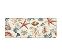 Alfombrilla de ratón con estampado floral de estrella de mar, alfombrilla de mouse grande con bordes cosidos, base de goma antideslizante larga para decoración de escritorio de oficina y hogar, 31.5 x
