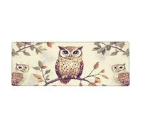 Alfombrilla de ratón con estampado floral The Owl On The Branch, alfombrilla de mouse grande con bordes cosidos, base de goma antideslizante larga para decoración de escritorio de oficina y hogar
