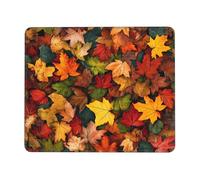 Alfombrilla de ratón con hojas de otoño para juegos con bordes cosidos, base de goma antideslizante para PC, portátil, 30 x 25 cm