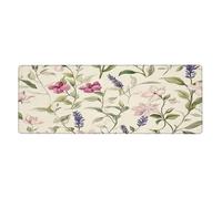 Alfombrilla de ratón con orquídeas de primavera y flores silvestres en gran base de goma antideslizante con bordes cosidos, alfombrilla de mouse grande para computadora de juegos, 11.8 x 31.5 pulgadas