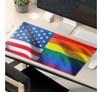 Alfombrilla de ratón con refranes divertidos American Pride: Estados Unidos y Lgbtq+ Flags Unite Alfombrilla de ratón divertida para escritorio de trabajo, grande