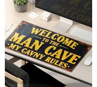Alfombrilla de ratón con texto en inglés «Welcome To The Man Cave: My Cavern Rules», alfombrilla de escritorio para computadora