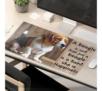 Alfombrilla de ratón con texto en inglés «Work Funny A Beagle Is Not Just A Beagle, She Is Happiness». Alfombrilla de ratón para escritorio, alfombrilla de ratón grande