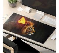 Alfombrilla de ratón con texto en inglés «Work Funny Nature's Majesty: Lion and Butterfly Mouse Pad Large Mousepad