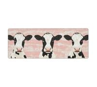 Alfombrilla de ratón con tres vacas blancas y negras en gran base de goma antideslizante con bordes cosidos, alfombrilla de mouse grande para computadora de juegos, 11.8 x 31.5 pulgadas