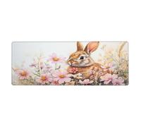 Alfombrilla de ratón con una cesta de zanahorias y conejos en gran base de goma antideslizante extendida con bordes cosidos, alfombrilla de mouse grande para computadora de juegos, 11.8 x 31.5