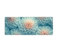 Alfombrilla de ratón con vista ampliada de flores blancas en gran base de goma antideslizante con bordes cosidos, alfombrilla de mouse grande para computadora de juegos, 11.8 x 31.5 pulgadas