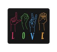 Alfombrilla De Raton Concienciación sobre La Sordera Lenguaje De Señas Amor Cuadradada Superficie Antipolvere Mousepad con Base De Goma Alfombrilla Ratón para Computadora Pc Home Office L