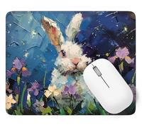 Alfombrilla de Ratón Conejo Alfombrilla Ratón, 340 x 280 mm Pequeña Mouse Pad Gaming Flor, Mejora la Precisión y la Velocidad con Base de Goma Antideslizante y Bordes Cosidos Duradera y Cómoda p1j-587