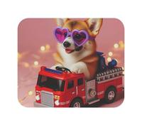 Alfombrilla De Ratón Corgi con Gafas Violetas En Forma De Corazón Conduciendo Un Camión Alfombrilla para Ratón De Oficina Duraderos Lavable Mouse Pad, para Oficina, Ordenador, Portátil, 25x30cm