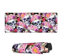Alfombrilla De Ratón Corona De Flower con Calavera Humana Alfombrilla Gaming Personalizada Mouse Pad Grande, para Hogar, Portátil, Ordenador, 80x30cm