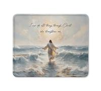 Alfombrilla De Ratón Cristianismo Jesús Caminando sobre El Agua Religioso Alfombrilla para Ratón De Oficina Duraderos con Bordes Cosidos Mouse Pad, para Hogar, Ordenador, Oficina, 25x30cm