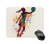 Alfombrilla de ratón cuadrada con diseño de chica de baloncesto portátil con base de goma antideslizante, 20 x 25 cm, alfombrilla de mouse ultrafina para juegos, computadora, laptop, oficina