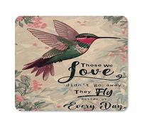 Alfombrilla de ratón cuadrada impermeable con diseño de colibrí, con texto en inglés "Those We Love Don't Go Away", para oficina, portátil, regalo para cumpleaños, Navidad, 10 x 12 pulgadas