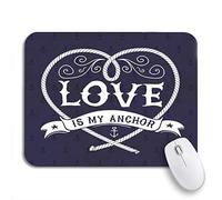 Alfombrilla De Ratón Cuerda De La Marina El Amor Náutico Es Mi Ancla Corazón Boda Alfombrilla Ratón Ordenador Duraderos Mouse Pad Pequeña, para Oficina, Hogar, 25 x 30cm
