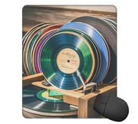 Alfombrilla de ratón de 25 x 30 cm, alfombrilla de escritorio con discos de vinilo para hombre y mujer, alfombrilla de ratón con base de goma antideslizante para teclado para trabajo