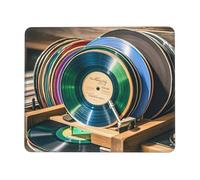Alfombrilla de ratón de 7.9 x 9.5 pulgadas, alfombrilla de escritorio con discos de vinilo para hombre y mujer, alfombrilla de ratón con base de goma antideslizante para teclado para trabajo