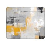 Alfombrilla de ratón de arte moderno con pintura abstracta amarilla con bordes cosidos, base de goma antideslizante para PC y portátil, 22 x 18 cm