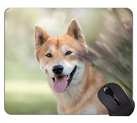 Alfombrilla de ratón de Caucho Natural Impresa con Perro Shiba Inu para Mascotas - Bordes cosidos